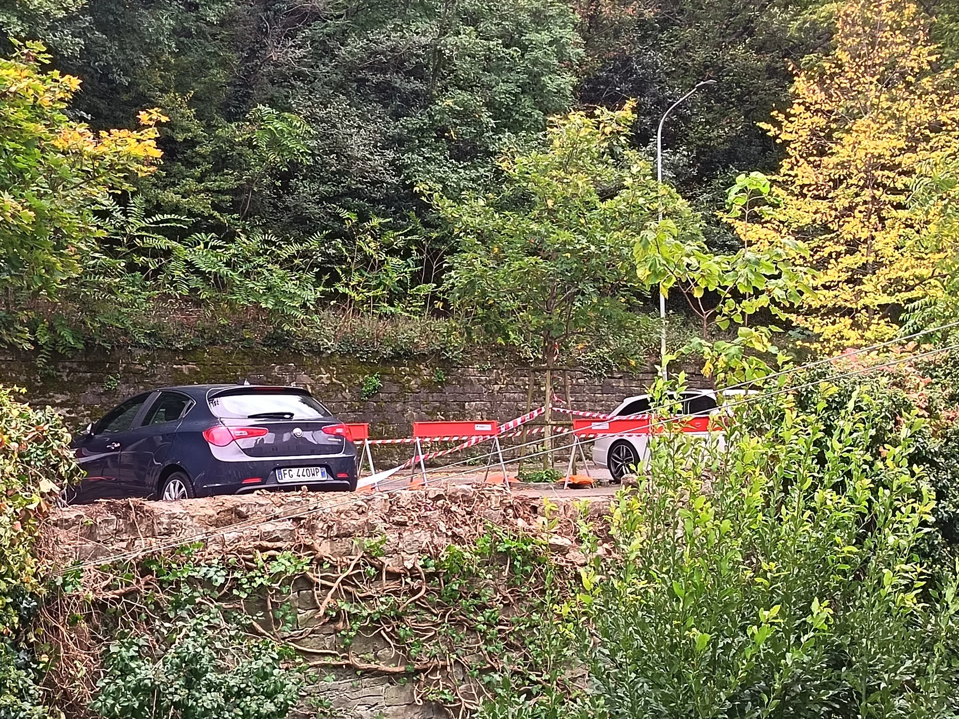 Crollo del muretto in via Pindemonte: macerie sui pastini privati e allarme per una colonia felina