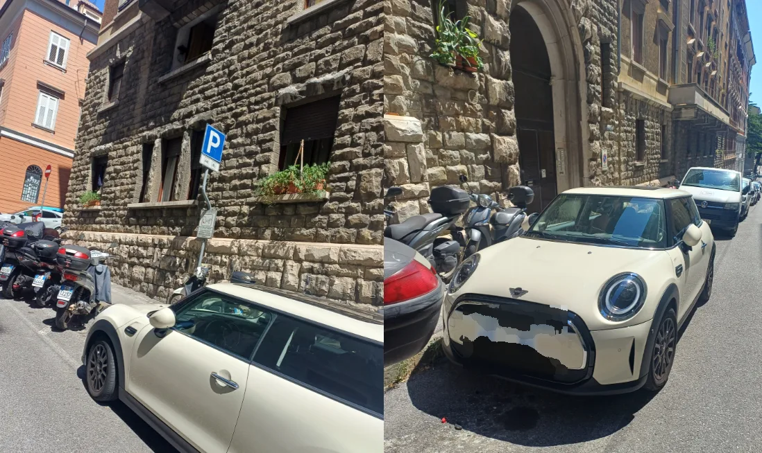 Trieste, parcheggio contestato in via Ruggero Manna: «L’auto è sugli stalli dei ciclomotori»
