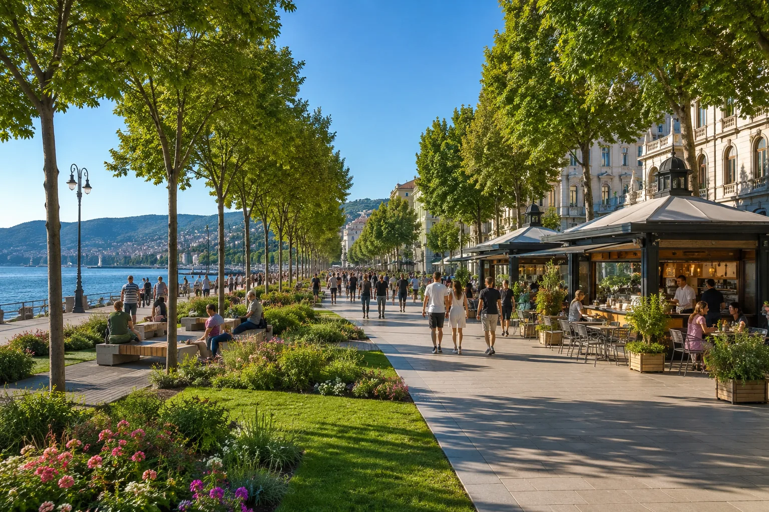 Trieste senza parcheggi sulle Rive? La proposta: “Più alberi, chioschi e ombra davanti al mare”