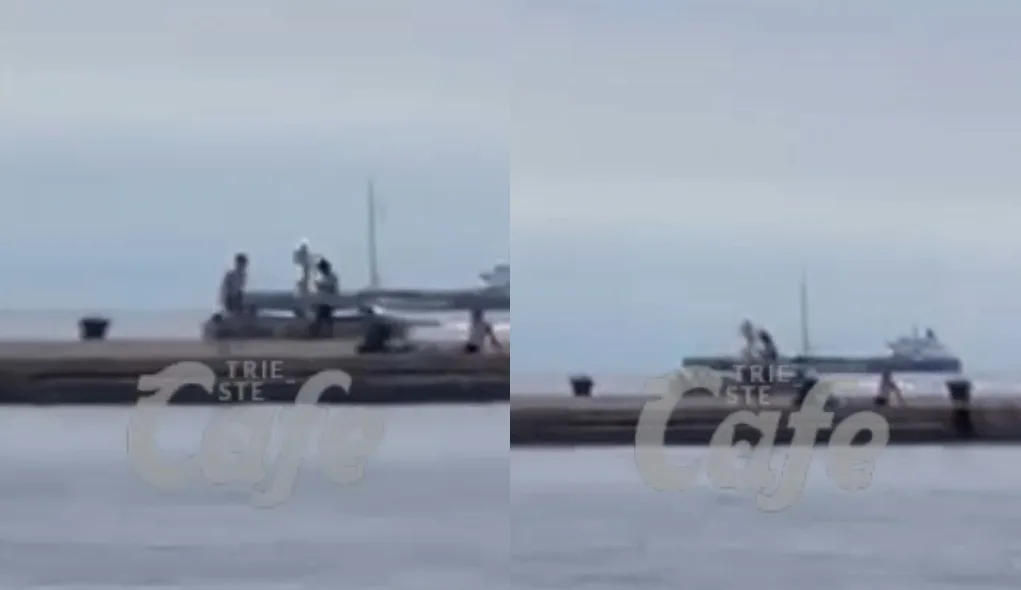 Tuffi vietati dal Molo Audace: blitz di giovani in acqua nel pomeriggio (VIDEO)
