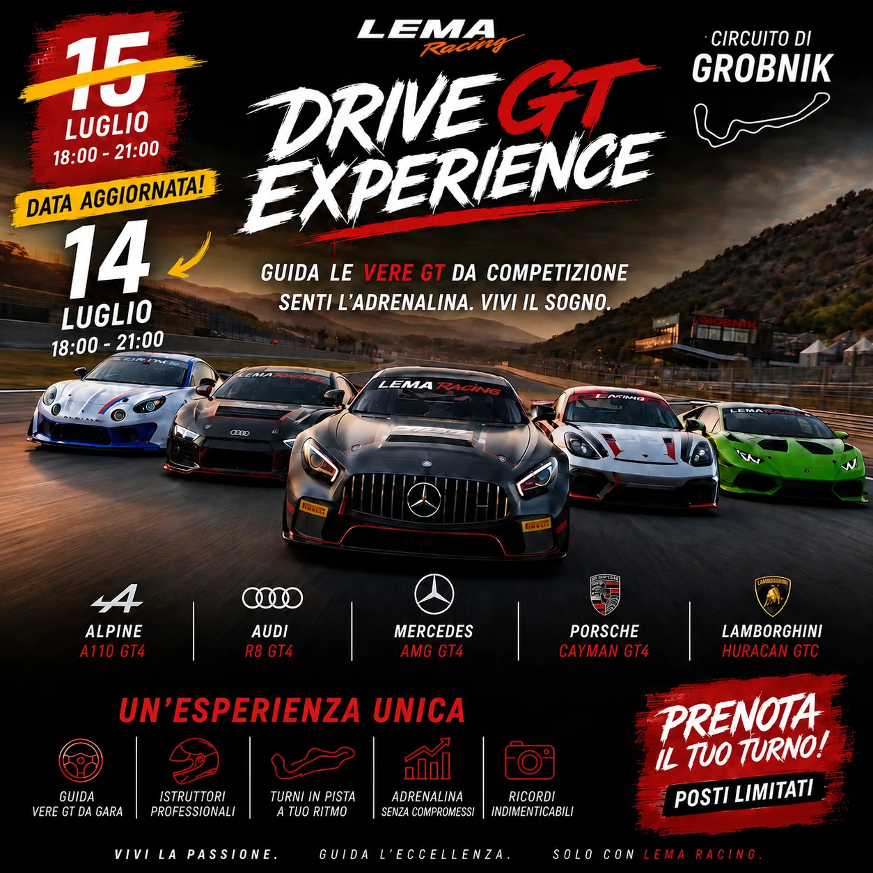 Vivi l'emozione di una vera GT da corsa: il 14 luglio si scende in pista a Grobnik