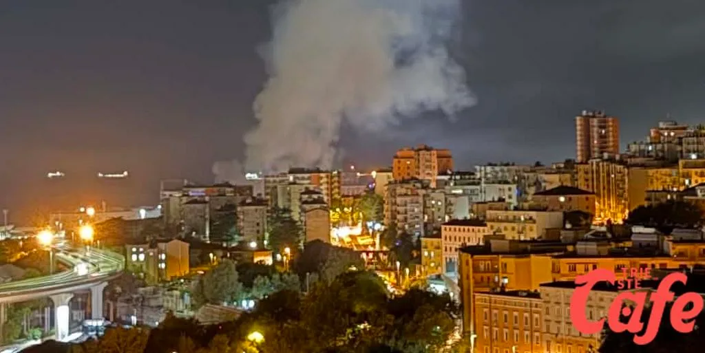 Trieste, camion in fiamme in porto: alta colonna di fumo visibile da gran parte della città
