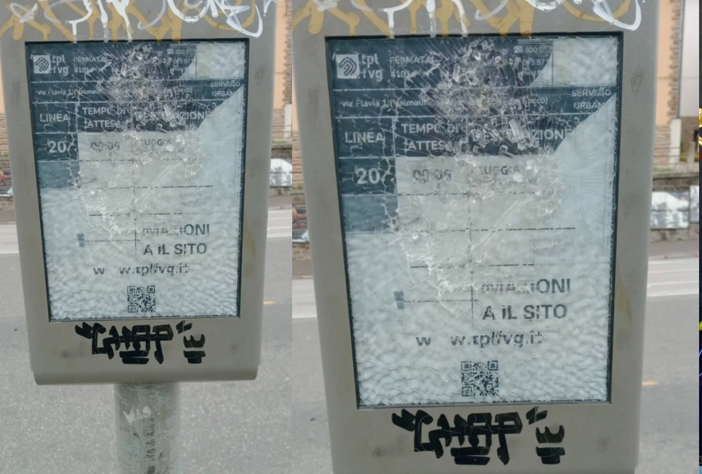 Atti di vandalismo a Valmaura: presa d'assalto una fermata del bus