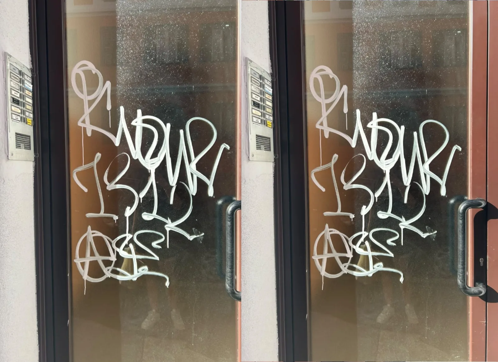 Graffiti sul portone d'ingresso in via dei Giuliani: la protesta dei residenti per il degrado