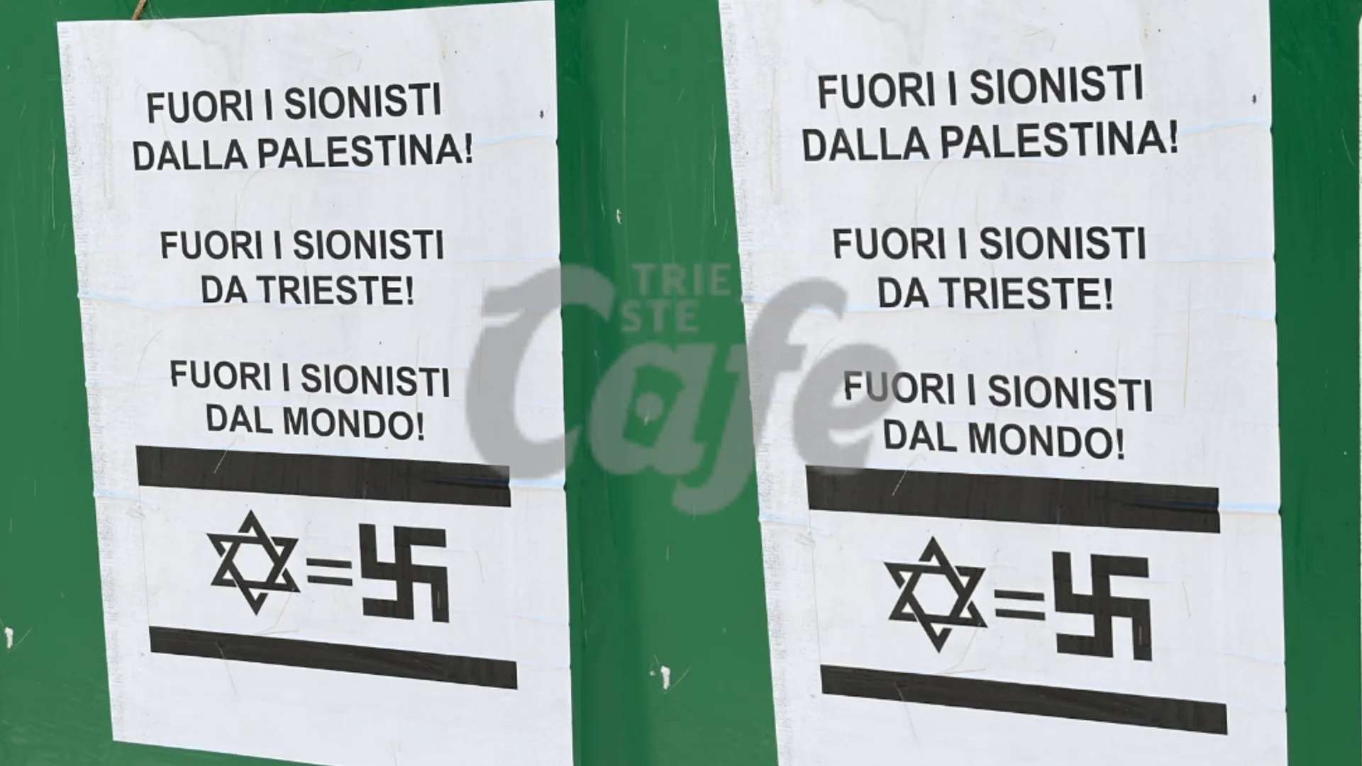 San Giacomo, compaiono manifesti con simboli e slogan antisionisti