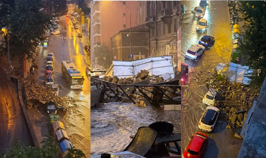 Trieste, frana in via Giulia durante il temporale: danneggiate diverse auto in sosta (VIDEO)