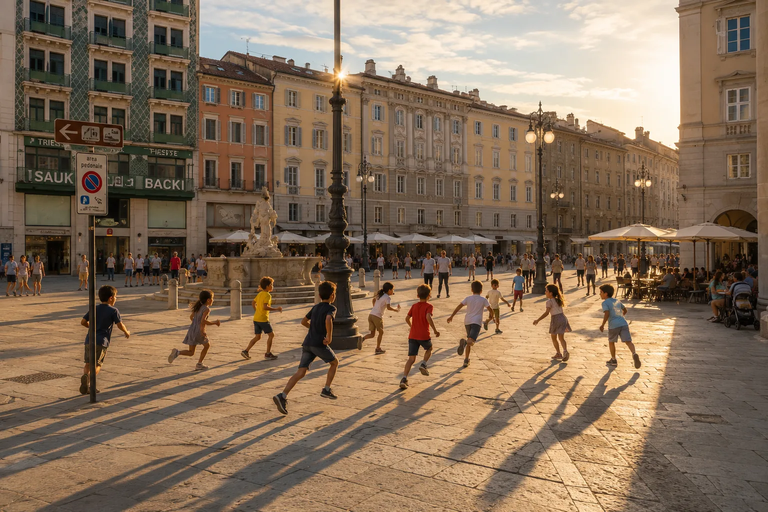 Piazza della Borsa, scena sempre più rara: bambini che corrono invece di guardare il cellulare
