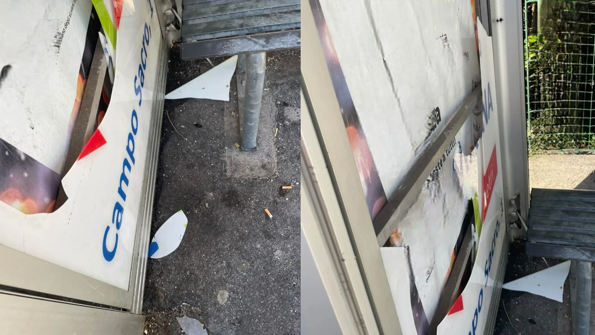 Prosecco, fermata dell’autobus nuovamente vandalizzata a Campo Sacro: ira dei residenti